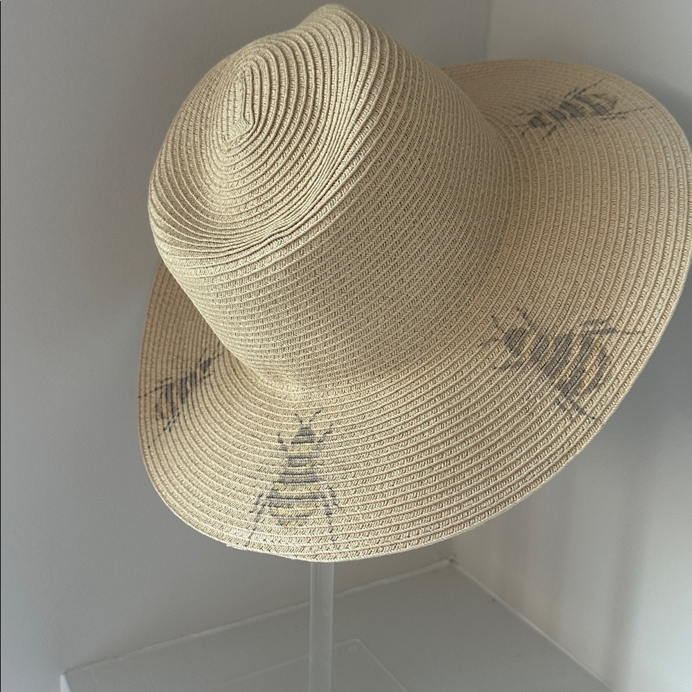 Vince Camuto Womens Wide Brim Panama Sun Hat Bee Motif Adjustable Resortwear - Picture 8 of 9